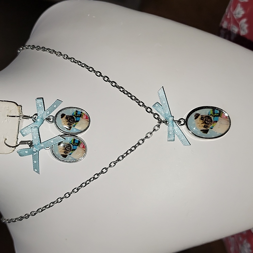Pug Necklace and Matching Earrings Set (20)